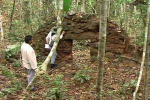 Uma das paredes do labirinto resistiu a ação do tempo